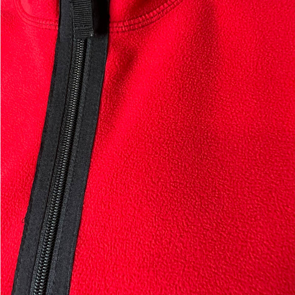 Fleece Zip-up Vest Reversible Black and White Houndstooth and Red Size M - Picture 5 of 6